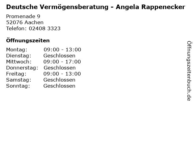 ᐅ Offnungszeiten Deutsche Vermogensberatung Angela Rappenecker Promenade 9 In chen