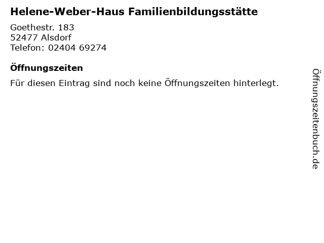 ᐅ Offnungszeiten Helene Weber Haus Familienbildungsstatte