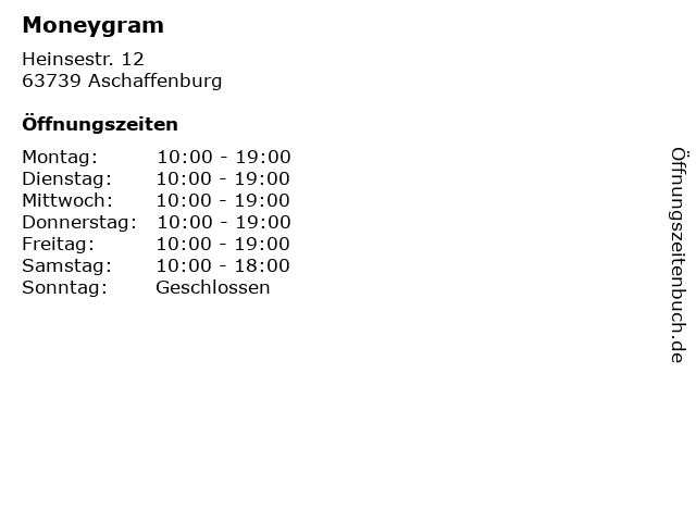 ᐅ Offnungszeiten Moneygram Heinsestr 12 In Aschaffenburg