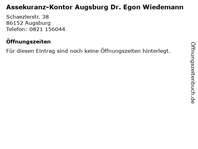 ᐅ Öffnungszeiten „Assekuranz-Kontor Augsburg Dr. Egon ...