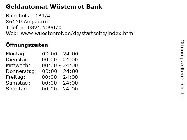 á… Offnungszeiten Geldautomat Wustenrot Bank Bahnhofstr 181 4 In Augsburg