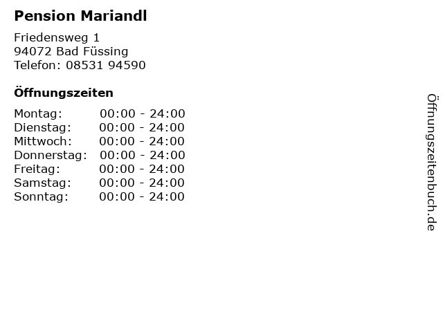 ᐅ Offnungszeiten Pension Mariandl Friedensweg 1 In Bad Fussing