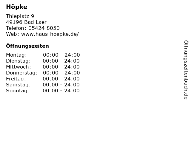 ᐅ Offnungszeiten Hopke Thieplatz 9 In Bad Laer