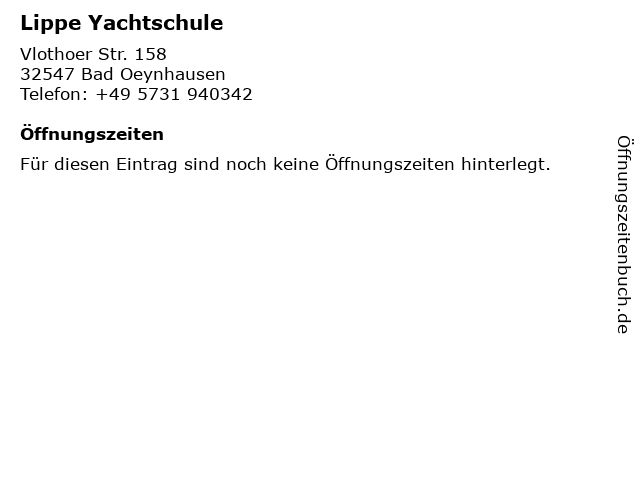 Lippe Yachtschule in Bad Oeynhausen: Adresse und Öffnungszeiten