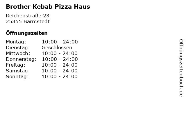 ᐅ Öffnungszeiten „Brother Kebab Pizza Haus