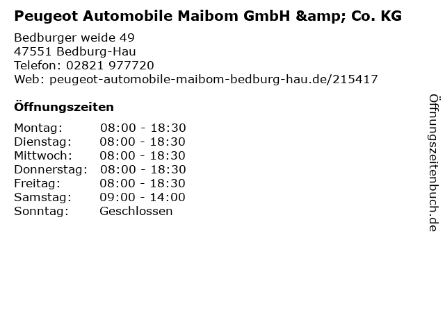 Tage af udmelding Joseph Banks ᐅ Öffnungszeiten „Peugeot Automobile Maibom GmbH & Co. KG“ | Bedburger  weide 49 in Bedburg-Hau