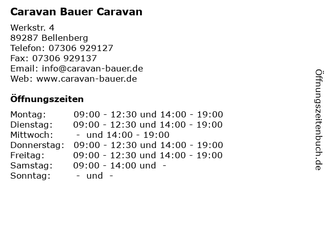 ᐅ Offnungszeiten Caravan Bauer Caravan Werkstr 4 In Bellenberg