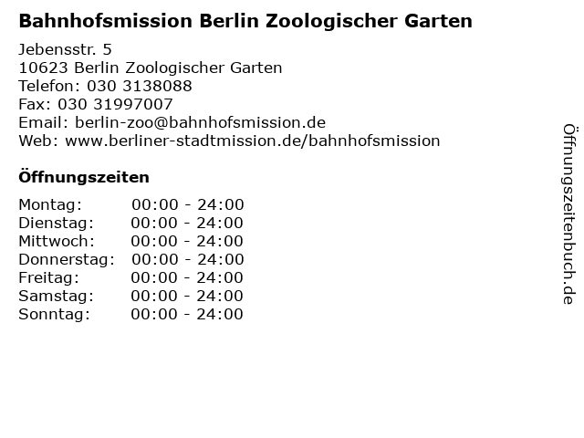 ᐅ Offnungszeiten Bahnhofsmission Berlin Zoologischer Garten