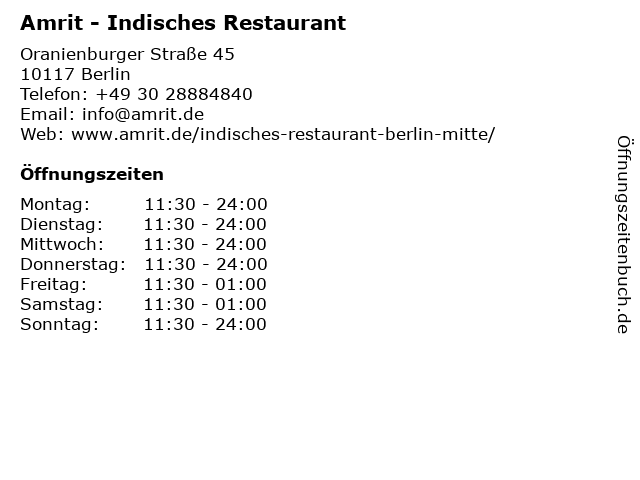 á… Offnungszeiten Amrit Berlin Mitte Oranienburger Strasse 45 In Berlin