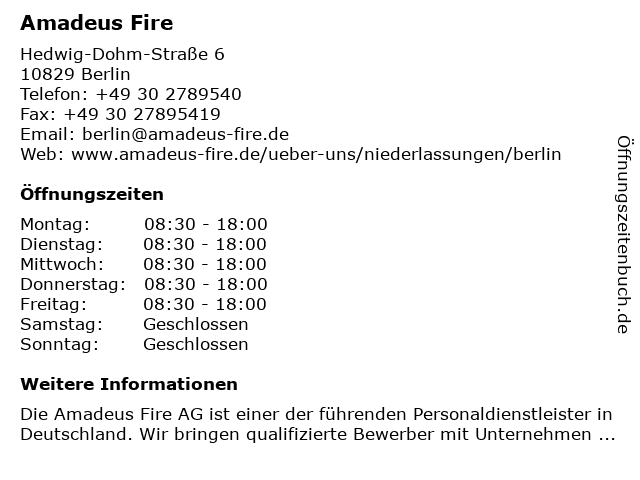 á… Offnungszeiten Amadeus Fire Ag Kurfurstendamm 21 In Berlin