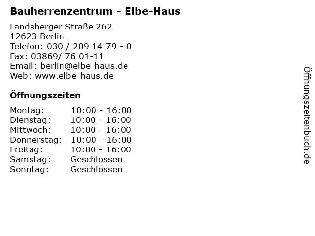 á… Offnungszeiten Bauherrenzentrum Elbe Haus Landsberger Strasse 262 In Berlin