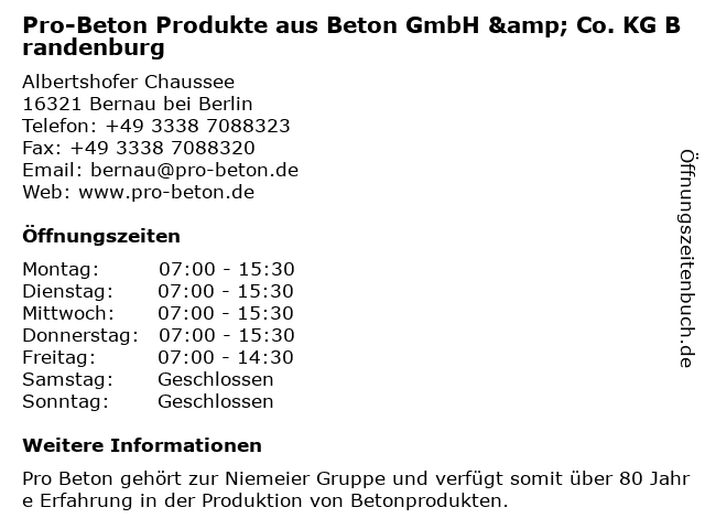 Pro beton bernau preisliste