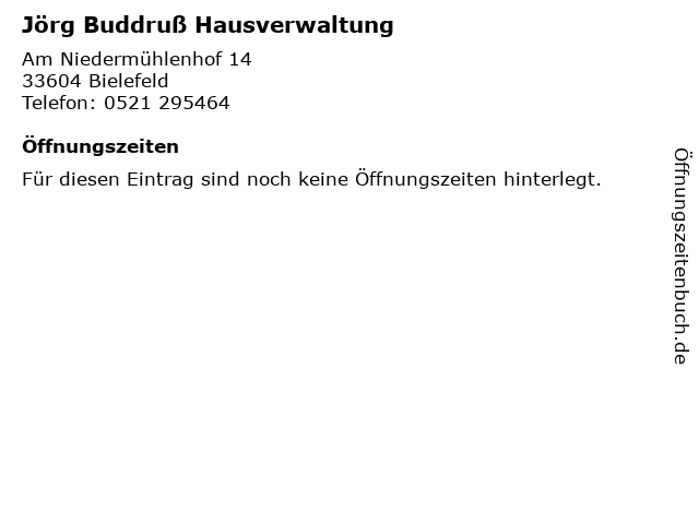 ᐅ Offnungszeiten Jorg Buddruss Hausverwaltung Am Niedermuhlenhof 14 In Bielefeld