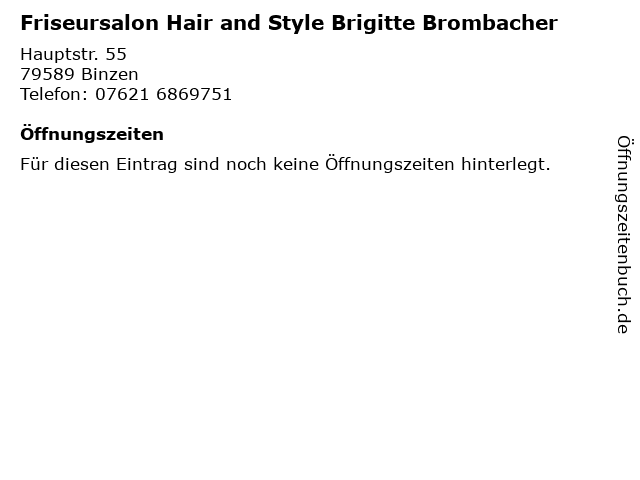 ᐅ Offnungszeiten Friseursalon Hair And Style Brigitte