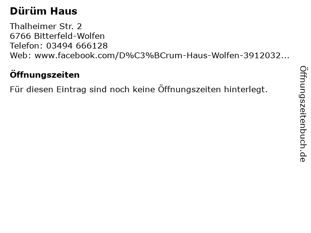 ᐅ Offnungszeiten Durum Haus Thalheimer Str 2 In Bitterfeld