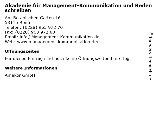 ᐅ Offnungszeiten Akademie Fur Management Kommunikation Und