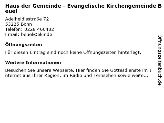 ᐅ Offnungszeiten Haus Der Gemeinde Evangelische