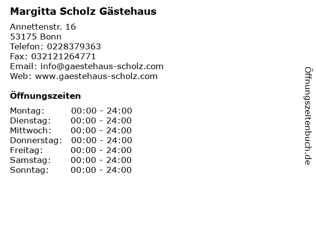 ᐅ Offnungszeiten Margitta Scholz Gastehaus Annettenstr 16 In Bonn