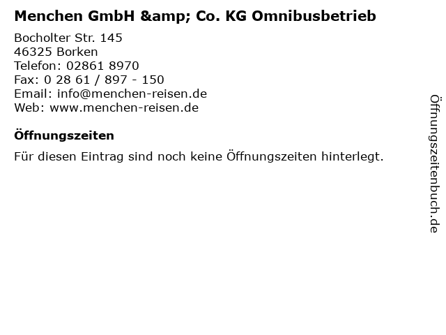 ᐅ Offnungszeiten Menchen Gmbh Co Kg Omnibusbetrieb Bocholter Str 145 In Borken