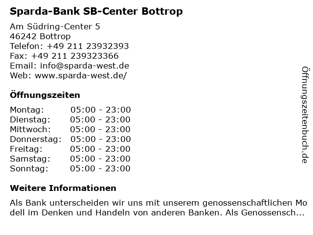 á… Offnungszeiten Sparda Bank Sb Center Bottrop Am Sudring Center 5 In Bottrop