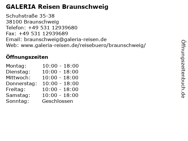 ᐅ Offnungszeiten Karstadt Reiseburo Braunschweig Schuhstrasse 35 38 In Braunschweig