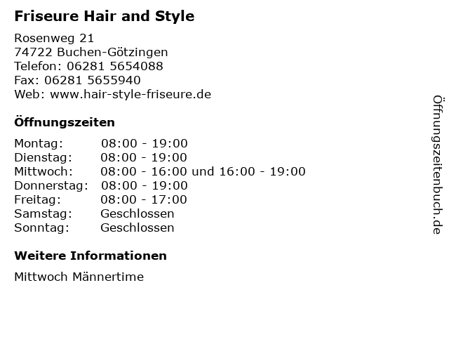 ᐅ Offnungszeiten Friseure Hair And Style Rosenweg 21 In