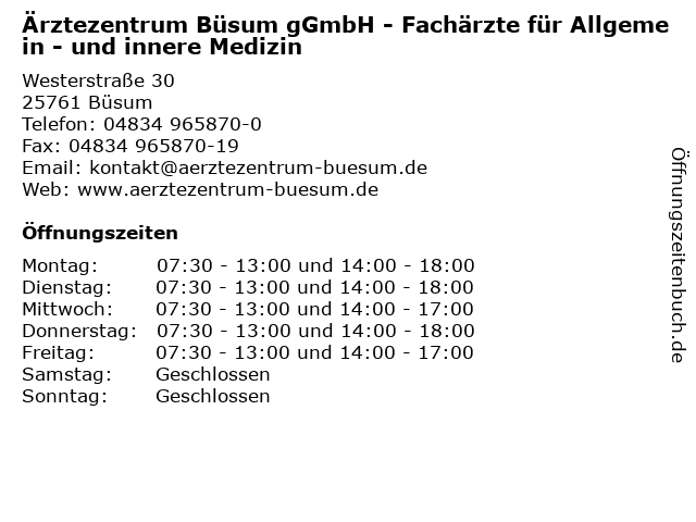 ᐅ Offnungszeiten Arztezentrum Busum Ggmbh Dr Med Arno Lindemann Arzt Fur Allgemeinmedizin Badearzt Ole Lorenzen Arzt In Weiterbildung Dr Med Viola Schmidt Arztin Fur Innere Medizin Volker Staats Arzt