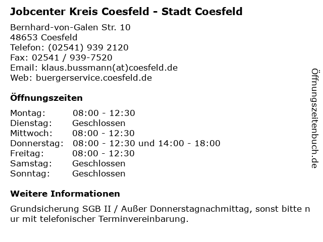 Kreis coesfeld öffnungszeiten