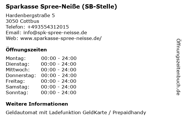 á… Offnungszeiten Sparkasse Spree Neisse Geldautomat Sudeck Hardenbergstr 5 In Cottbus