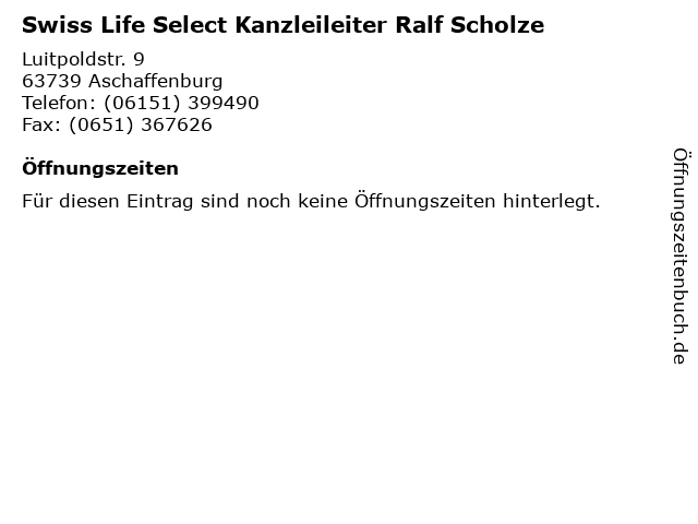 ᐅ Offnungszeiten Swiss Life Select Kanzleileiter Ralf Scholze Sensfelderweg 26 In Darmstadt