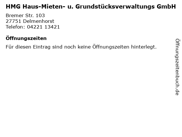 ᐅ Offnungszeiten Hmg Haus Mieten U Grundstucksverwaltungs Gmbh