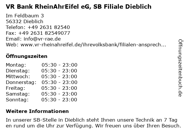 á… Offnungszeiten Vr Bank Rhein Mosel Eg Geschaftsstelle Dieblich Hauptstrasse 59 In Dieblich