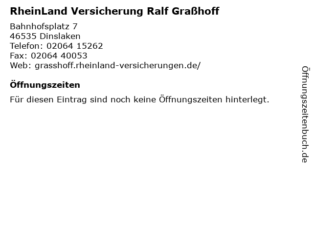 ᐅ Offnungszeiten Rheinland Versicherung Ralf Grasshoff Bahnhofsplatz 7 In Dinslaken