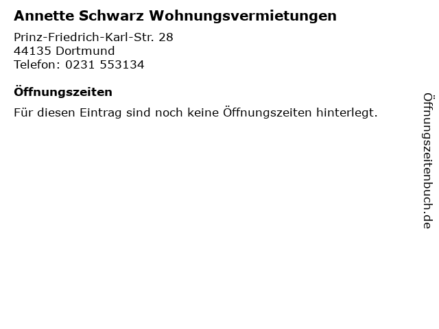 Öffnungszeiten „annette Schwarz Wohnungsvermietungen“ Prinz 1076