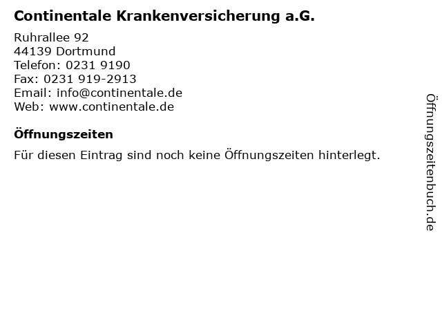 ᐅ Offnungszeiten Continentale Krankenversicherung A G Ruhrallee 92 In Dortmund
