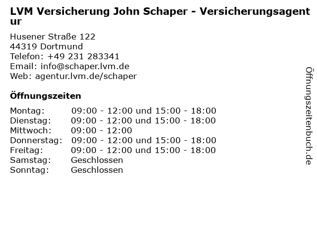 ᐅ Offnungszeiten Lvm Service Buro John Schaper Husener Str 122 In Dortmund