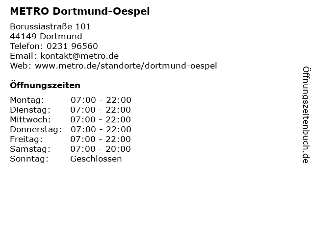 á… Offnungszeiten Metro Borussiastrasse 101 In Dortmund