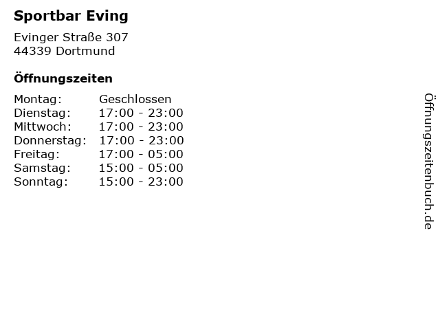 ᐅ Öffnungszeiten „Sportbar Eving" | Evinger Straße 307 in ...