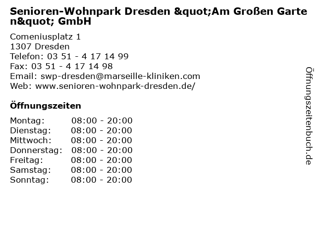 ᐅ Offnungszeiten Senioren Wohnpark Dresden Am Grossen Garten