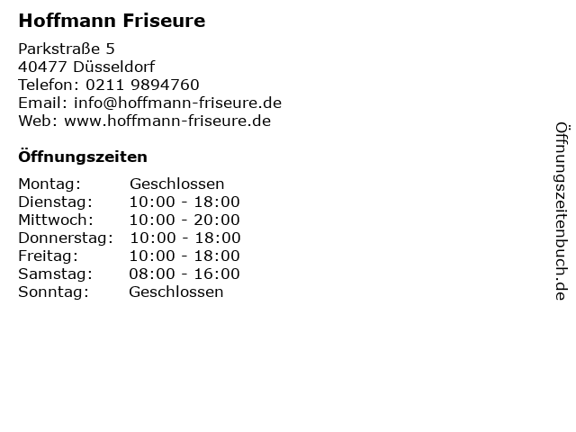 ᐅ Offnungszeiten Friseursalon Hoffmann Parkstrasse 5 In Dusseldorf