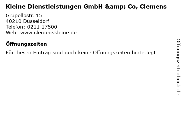 ᐅ Offnungszeiten Kleine Dienstleistungen Gmbh Co Clemens Grupellostr 15 In Dusseldorf