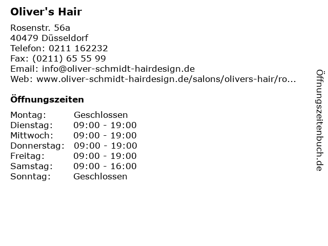 ᐅ Offnungszeiten Oliver S Hair Rosenstr 56a In Dusseldorf