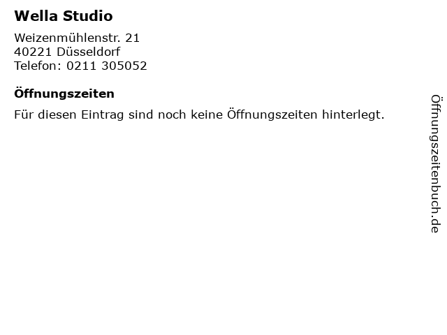 ᐅ Öffnungszeiten „Wella Studio“ | Weizenmühlenstr. 21 in Düsseldorf