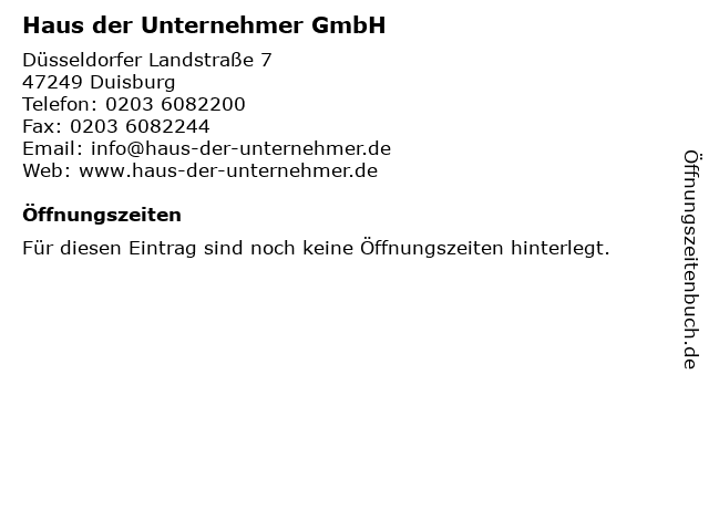 ᐅ Offnungszeiten Haus Der Unternehmer Gmbh Dusseldorfer