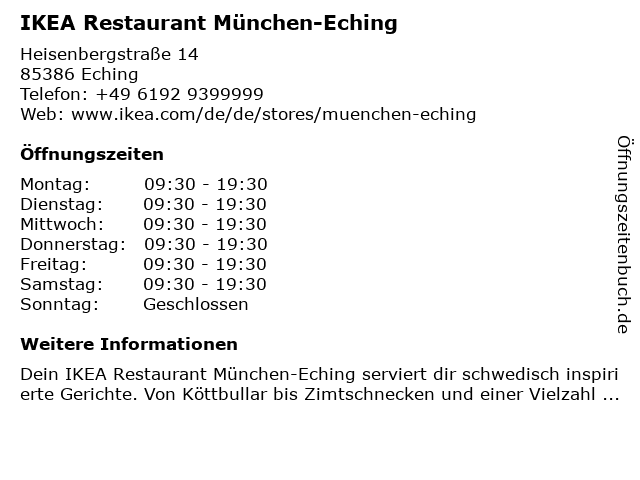 ᐅ Öffnungszeiten „IKEA Restaurant“ | Heisenbergstraße 14 ...