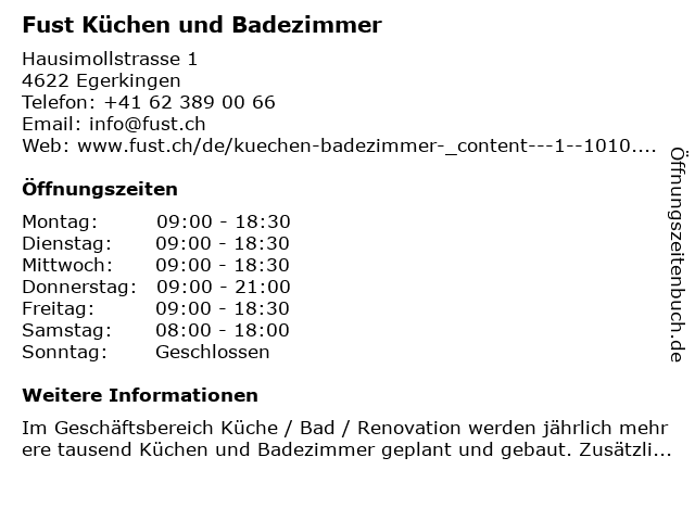 ᐅ Öffnungszeiten „Fust Küchen und Badezimmer