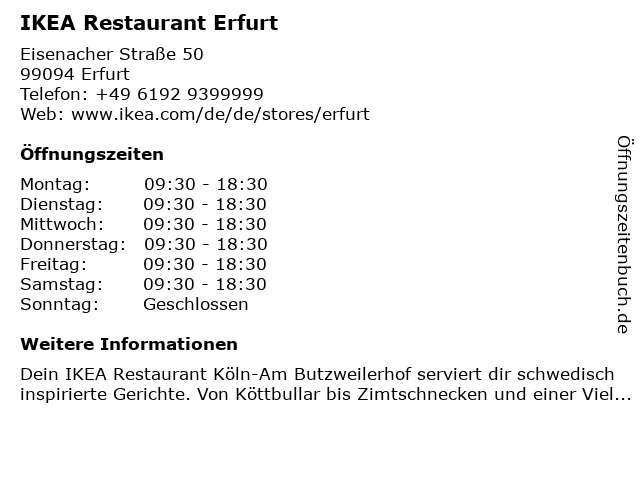 ᐅ Öffnungszeiten „IKEA Restaurant“ | Eisenacher Str. 50 in ...