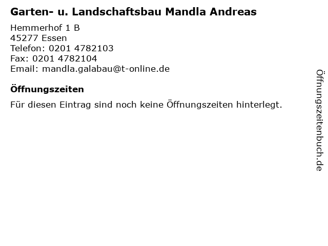 ᐅ Offnungszeiten Garten U Landschaftsbau Mandla Andreas