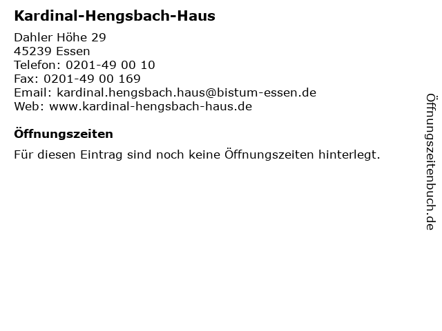 ᐅ Offnungszeiten Kardinal Hengsbach Haus Dahler Hohe 29 In Essen