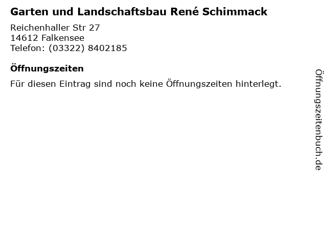 ᐅ Offnungszeiten Garten Und Landschaftsbau Rene Schimmack